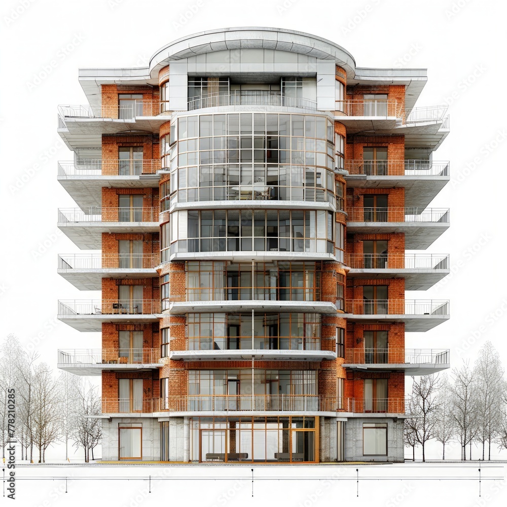 Fototapete residential building architecture project with mock up and blueprints