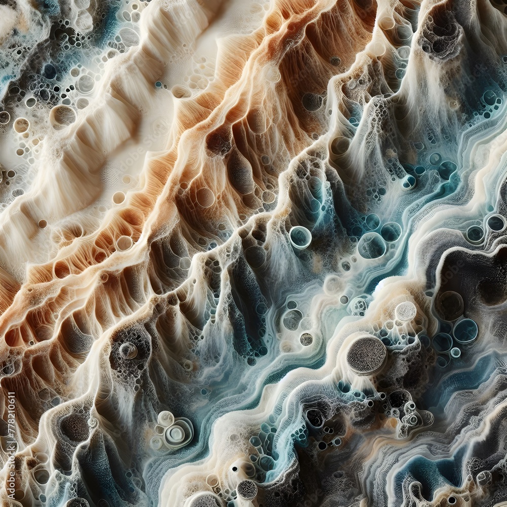 Poster abstract background of blue and orange bubbles in water. seamless pattern generated by ai