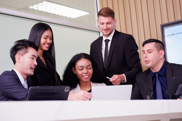 Businessmen and employees meeting to plan business marketing plans business idea.