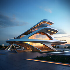 Futuristic building with no corners, futuristic building architecture