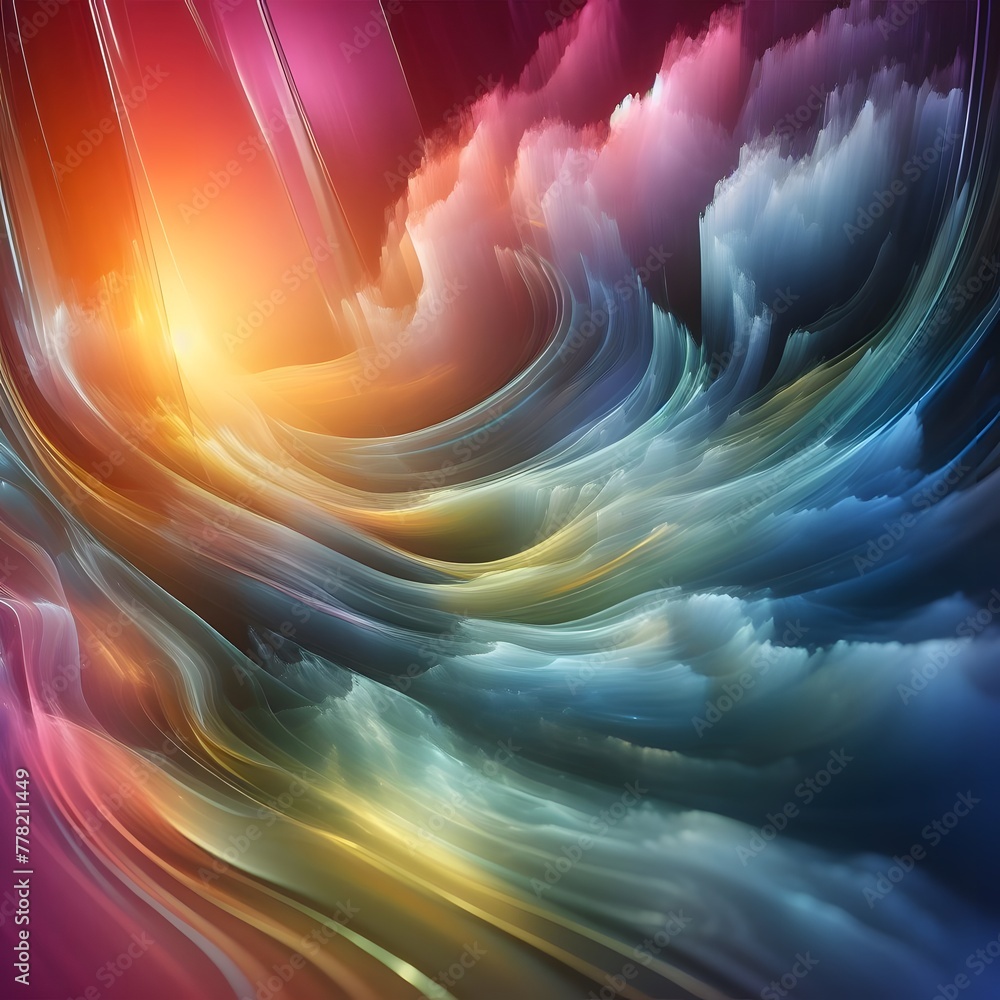 Poster abstract colorful background with dynamic waves and lines, 3d render generated by ai