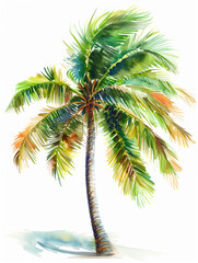 Fototapeta na wymiar Palm tree clipart swaying in the breeze