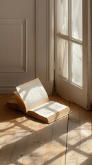 Fototapeta na wymiar Single book, open, imagination concept, soft shadow