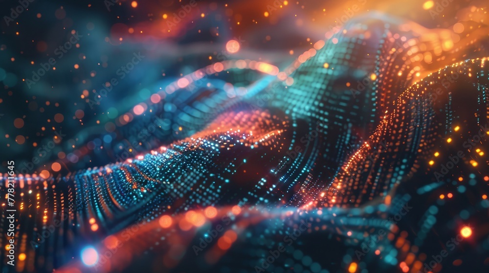 Poster a dynamic 3d illustration depicting the complex world of big data and cybersecurity