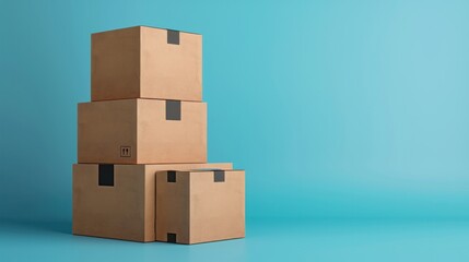 Obraz premium A neatly arranged stack of closed delivery boxes