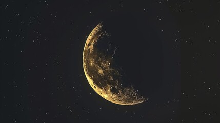 Obraz na płótnie Canvas A stunningly detailed image of a crescent moon set against the dark night sky