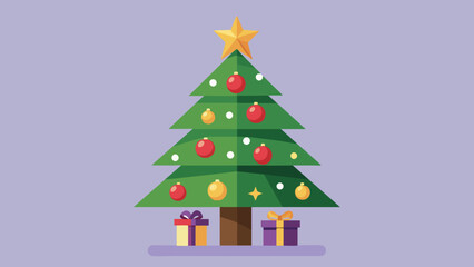 Obraz premium Christmas tree on a monotonous background. Vector image. 
