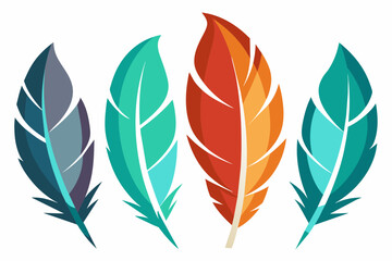 feather is multicolored, different shapes. . Vector image.
