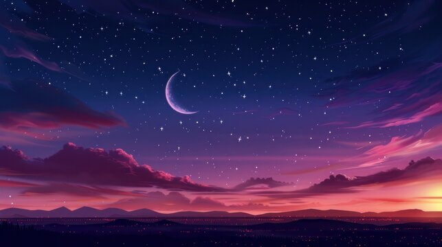 A serene night sky background for Ramadan Kareem