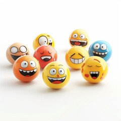 Obraz premium 3D rendering set of emoji isolated on white