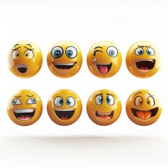 Fototapeta premium 3D rendering set of emoji isolated on white