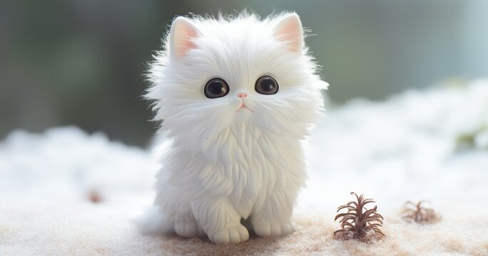 the abominable Whimsical, small but full-sized cute super tiny litte cute humanoid kitten with huge soulful eyes, oh my god it is so fluffy I am going to die!