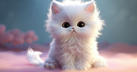 the abominable Whimsical, small but full-sized cute super tiny litte cute humanoid kitten with huge soulful eyes, oh my god it is so fluffy I am going to die! - obrazy, fototapety, plakaty
