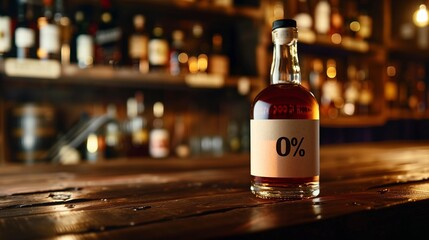 A selection of premium non-alcoholic spirits arranged neatly, showcasing 0% alcohol content bottles for sober lifestyles and health-conscious consumers.