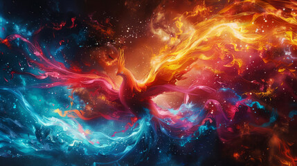 fire phoenix painting - 778213809