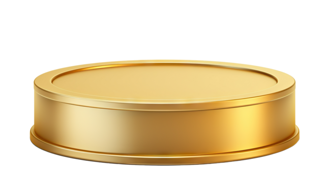 Shiny gold round pedestal display, cut out