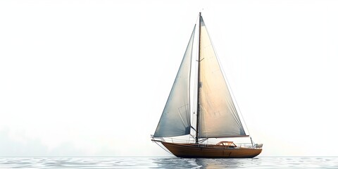 Sailboat Voyage on the Open Waters with Peaceful Serenity and Copy Space