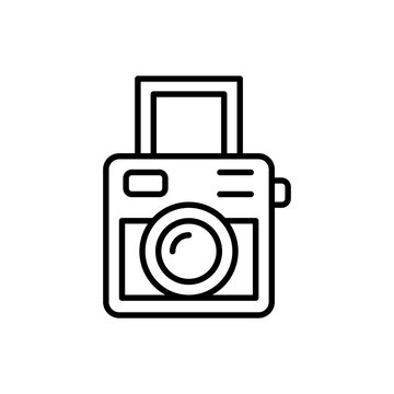 Polaroid camera outline icons, minimalist vector illustration ,simple transparent graphic element .Isolated on white background