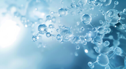 Macro close-up of water molecules emphasizing the essence of purity and science - obrazy, fototapety, plakaty