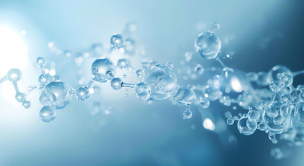 Close-up of water molecules captured in high detail and reflecting the intricate science of hydration
