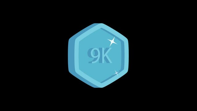 Follower Badges 3D badge, alpha channel 4k video. blue and gold hexagon badge pack for using subscribers, views, visualization, and social media. Animated thank you followers label.