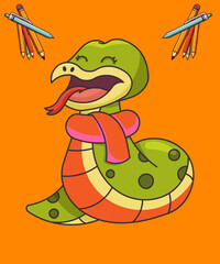 Cute snake cartoon vector illustration.