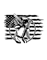 US Baseball Player | Outdoor Sports | Baseman | Baseball Team | Baseball | Pitcher | Baseball Bat | Team Sport | Original Illustration | Vector and Clipart | Cutfile and Stencil
