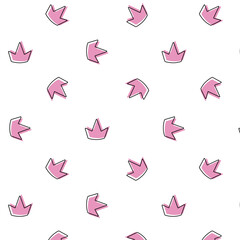 Children's cute pattern for princesses. Lovely pink crown for little princess, baby doodle design. Kids elements