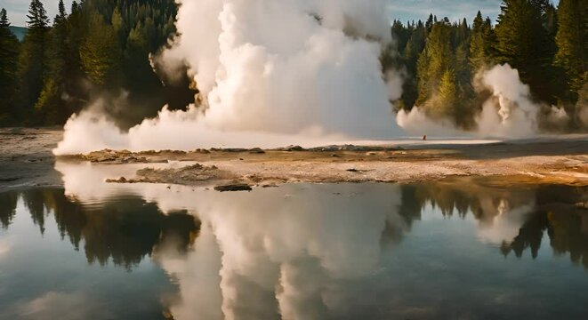 Geyser drawing water.