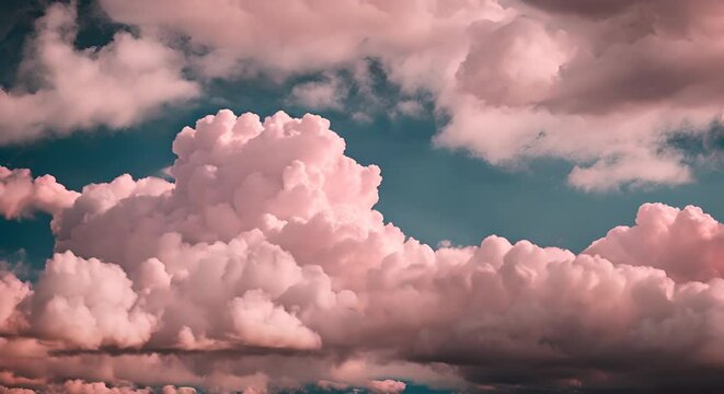 Pink clouds. Pompous clouds in the sky.