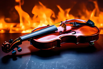Violin on fire. Violin virtuoso.