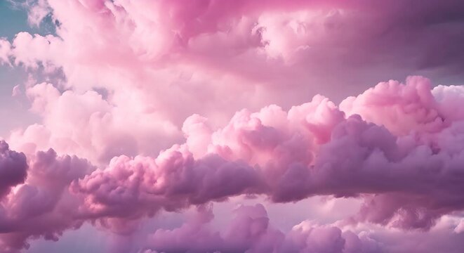 Pink clouds. Pompous clouds in the sky.