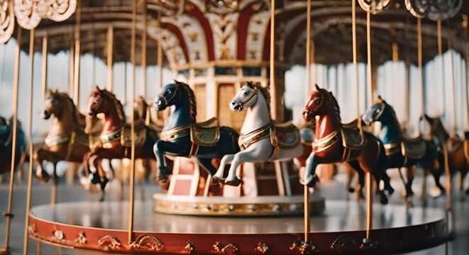 Carousel horses at the fair.