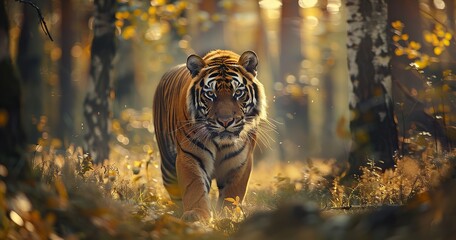 tiger in the forestï¼Œstanding on the grass, photographed by Tina Signesdottir Hult