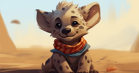 tiny hyena in kingmaker style - obrazy, fototapety, plakaty