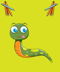 Fototapeta premium Cute snake cartoon vector illustration.