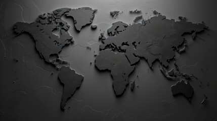 Fototapeta na wymiar Black and white world map outline
