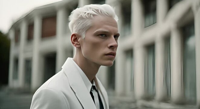 Portrait of an albino man.