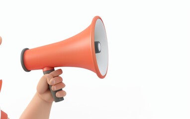 Silhouette of colorful loudspeaker in man's hand. 3D version. Illustration