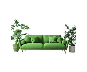 green sofa in a room