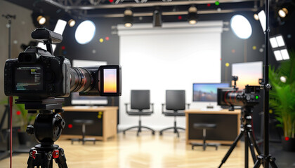 Documentary Filmmaking Studio: A studio set with editing suites, documentary props, and filming equipment for documentary series