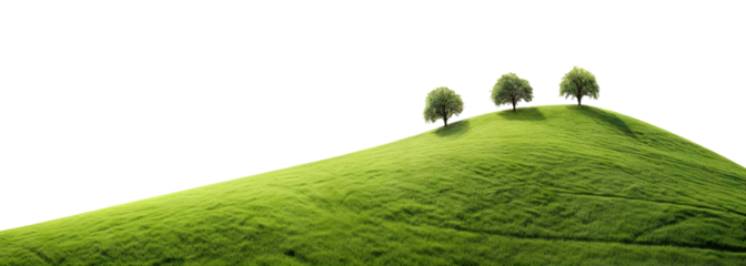 Rolling green hills adorned with lush trees, cut out