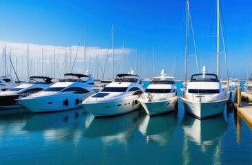Fototapeta premium sport yachts moored at the pier on a sunny day.
