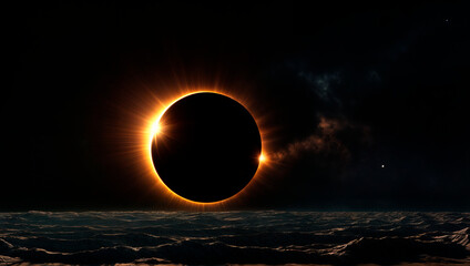 Landscape with solar eclipse