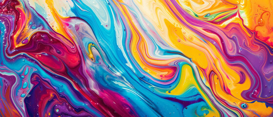 Fototapeta premium Vibrant abstract swirls of colorful liquid soap in a glass bowl