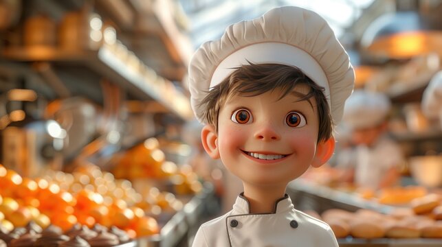 Chef's Son on Duty, Assisting in Crafting Culinary Delights with Creativity and Precision
