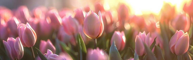 Pink Tulips Under Sunlight