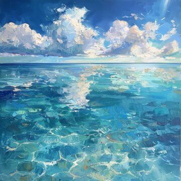 Ocean With Clouds Painting