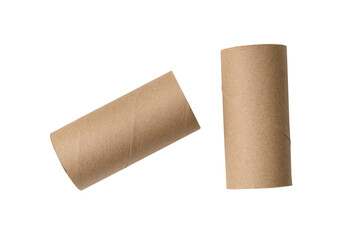 Top view set of tissue paper cores isolated with clipping path in png file format