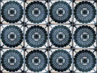 Spanish tiles pattern on wall in Sao Paulo, Brazil
